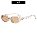Retro oval sunglasses in translucent tea brown with silver M logo on the temples - Champagne Frame / Tea Lens