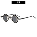 Retro steampunk round sunglasses with double-layer silver metal frame and dark lenses - Black Silver Frame Gray Lens