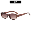 Retro oval sunglasses in translucent dark brown tortoiseshell frame with gradient brown lenses - Deep Tea Frame Double Grey Lens