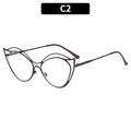 Coffee brown cat-eye metal glasses frame with unique wavy cutout design and C2 finish - Gunmetal(C2)