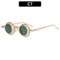 Occhiali da sole steampunk retrò in metallo dorato con lenti tonde verde scuro - Montatura Dorata Lenti Verde Scuro