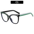 Occhiali anti-luce blu cat-eye con montatura nera e stanghette a strisce verdi - Montatura Nera Con Strisce Bianche Verdi (C1)