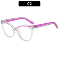 Montatura per occhiali cat-eye trasparente con dettagli interni in rosa acceso - Montatura Trasparente Con Strisce Rosa Shocking Grigio (C2)