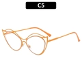 Fashionable orange cat-eye irregular eyeglasses frame with hollow double-wire design C5 - Orange (C5)