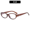 Retro oval sunglasses in dark brown translucent frame with metallic hinge accents - Dark Tea Frame White Lens