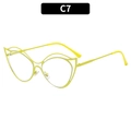Neon yellow irregular anti-blue light glasses frame with hollowed double lines C7 - Neon Green (C7)