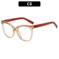 Retro Katzenaugen-Blaulichtfilter-Brille in transparentem Gelb und Rot-Gestell - Transparenter Tee-Rahmen Mit Roten Tee-Akzenten (C6)
