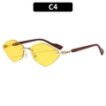 Occhiali da sole senza montatura con lenti gialle geometriche e stanghette in legno marrone - Montatura Oro Lente Giallo (C4)