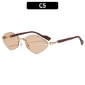 Lunettes de soleil sans monture avec verres bruns géométriques et branches en bois - Monture Dorée Verre Café (C5)