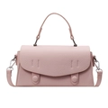 Borsa a tracolla rosa polvere in pelle martellata con manico superiore - Rosa
