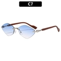 Lunettes de soleil sans monture géométriques avec verres dégradés bleus et branches en bois - Monture Argent Bleu Dégradé (C7)