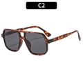 Lunettes de soleil aviateur écaillées classiques avec verres gris et double pont chic - Monture Léopard Verres Gris