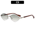 Lunettes de soleil géométriques sans monture avec verres dégradés gris et branches bois - Monture Argent Vert Dégradé (C8)