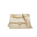 Borsa a tracolla beige trapuntata con catena dorata ed elegante chiusura a girello - Bianco Sporco