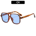 Lunettes de soleil aviateur classiques en écaille avec double pont et verres bleu clair - Monture Léopard Verres Bleus