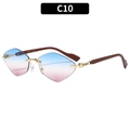 Lunettes de soleil sans monture avec verres dégradés bleu rose et branches en bois - Monture Dorée Bleu Rose (C10)