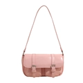 Pink minimalist messenger bag with silver buckles and dual front pockets - Pink