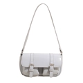Vintage-style light blue square crossbody bag with dual pockets and silver hardware - Blue