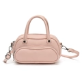 Sac à main chic rose clair texture lychee avec double zip et bandoulière amovible - Rose