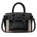 Retro color-block patchwork women handbag large capacity stylish commuter shoulder bag - Black