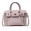 Pink Canvas Spliced Handbag Stylish PU Leather Top Handle Crossbody Bag for Women - Pink