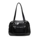 Bolso de hombro negro brillante en cuero PU con asas largas y compartimento amplio - Negro