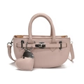 Satteltasche aus rosa Leder mit Narbenstruktur, Silberschnalle und Herzanhänger - Rosa
