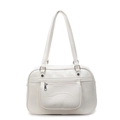 Mochila minimalista de piel sintética blanca con bolsillo frontal y marca Noronoro - Blanco Roto