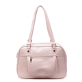 Mochila rosa de cuero sintético con bolsillo frontal y logotipo de Noronoro grabado - Rosa
