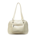 Creamy white large capacity PU leather messenger bag with embossed logo for women - Yellow