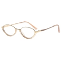 Chic semi-rimless cat-eye blue light glasses with gold metal and pink frames for women - Transparent Tea