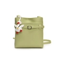 Borsa a secchiello verde pistacchio con trama litchi e ciondolo a forma di papera - Verde (Con Ciondolo)