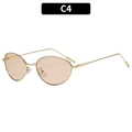 Retro ovale metalen zonnebril met matgouden montuur en oranje getinte glazen C4 - Gouden Frame Champagne Lenzen