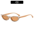Eleganti occhiali da sole cat-eye color tè con strass bianchi e decorazioni in perle - Montatura Tè Lenti Tè (C2)