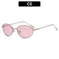Retro oval metal sunglasses with thin silver frame and pink translucent lenses C6 - Silver Frame Pink Lens