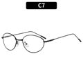 Vintage oval black metal frame sunglasses with minimalist slim temples and nose pads - Black Frame Clear Lenses