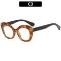 Occhiali anti luce blu cat-eye con montatura tartarugata e stanghette nere lucide - Leopardo Giallo