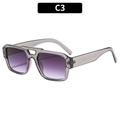 Grey transparent square aviator sunglasses with gradient purple lenses and double bridge - C3-Transparent Grey Frame Grey Lens