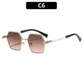 Polygon gold metal sunglasses with brown gradient lenses and black white temple legs - Gold Frame Tea Pink Gradient Lens