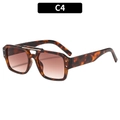 Retro double-bridge pilot sunglasses with leopard tortoiseshell frames and red-brown lenses - C4-Tortoise Frame Tea Lens