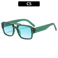 Lunettes de soleil pilote à double pont avec monture verte et verres bleus C5 - C5-Monture Verte Verres Verts