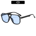 Lunettes de soleil aviateur noires avec verres bleu clair et détails argentés - Monture Noire Verre Bleu (C3)