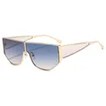 Oversized geometric sunglasses with gold metal frame and blue gradient lenses - Gold Frame Blue Yellow Lens (C7)