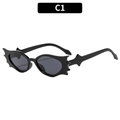 Fashionable black bat wing shaped cat eye sunglasses for party and gothic style - Black Frame Grey Lens (C1)