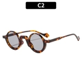 Retro small round frame sunglasses with tortoiseshell pattern and dark grey lenses C2 - Tortoise Frame Gray Lens