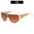 Trend C6 oversized geometric gold metal frame sunglasses with gradient brown lenses - Gold Frame Gradient Tea Lens (C6)