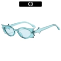 Unique light blue transparent bat wing sunglasses with gothic jagged edge frame - Transparent Blue Frame Blue Lens (C3)