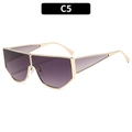 Chic oversized geometric sunglasses with gold metal frame and purple gradient lenses - Gold Frame Gradient Grey Lens (C5)