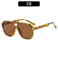 Retro double bridge square sunglasses with leopard print frame and brown lenses - Leopard Frame Tea Lens (C6)
