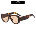Retro oval tortoiseshell sunglasses with brown translucent lenses in model C5 - C5-Tortoiseshell Frame Champagne Lens